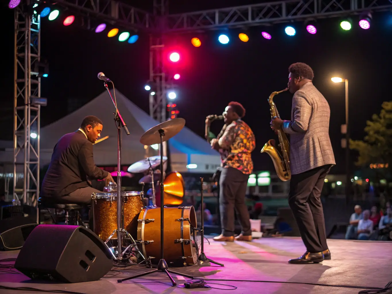 A vibrant image of musicians performing on stage at a LA RENGAINE DU ROCK event, showcasing the energy and excitement of live music.